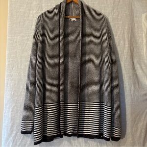 Croft & Barrow Open Knit Cardigan Long Sleeve Black/White Women’s Sz L
